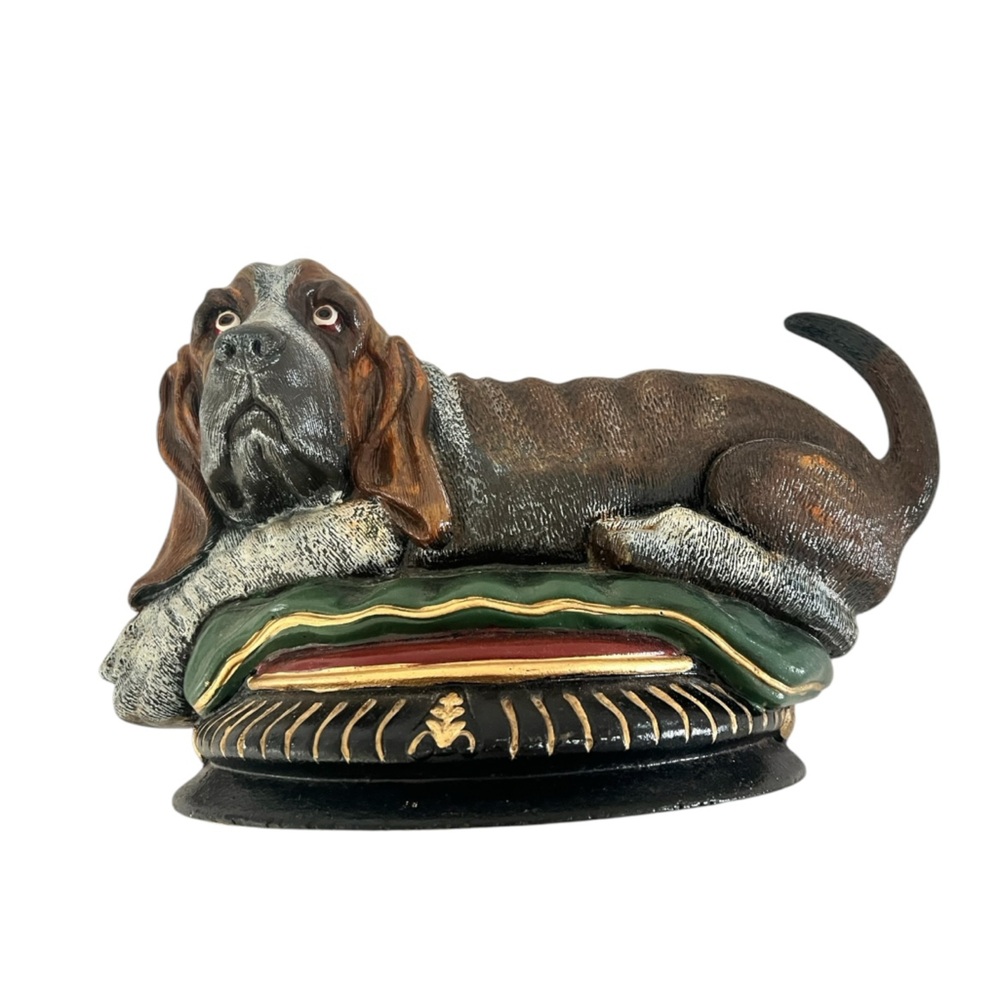Vintage Bassett Hound Dog Cast Iron Large Doorstop upper deck Vintage Hand Paint - Picture 14 of 14